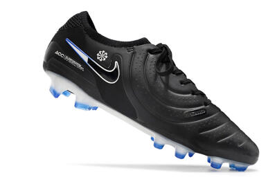 Men's Nike Tiempo Legend 10 Elite FG Firm Ground Low-Tops Football Boots - Black/Blue/Sliver