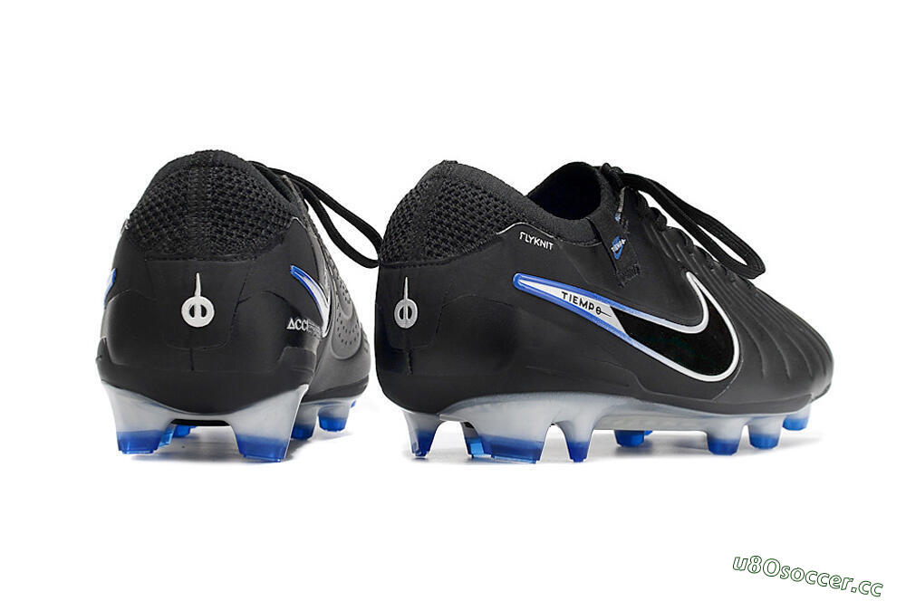 Men's Nike Tiempo Legend 10 Elite FG Firm Ground Low-Tops Football Boots - Black/Blue/Sliver 6