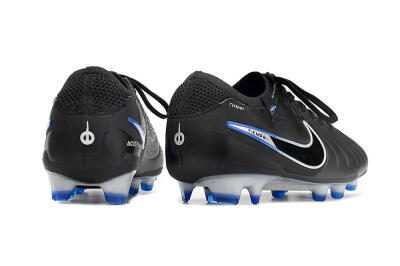 Men's Nike Tiempo Legend 10 Elite FG Firm Ground Low-Tops Football Boots - Black/Blue/Sliver