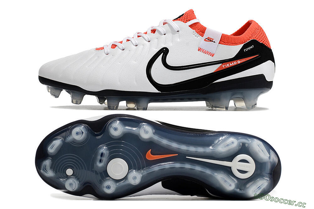Men's Nike Tiempo Legend 10 Elite FG Firm Ground Low-Tops Football Boots - White/Black/Red 1