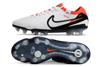 Men's Nike Tiempo Legend 10 Elite FG Firm Ground Low-Tops Football Boots - White/Black/Red