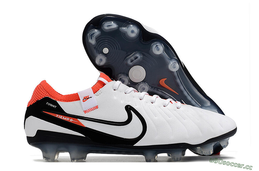 Men's Nike Tiempo Legend 10 Elite FG Firm Ground Low-Tops Football Boots - White/Black/Red 2