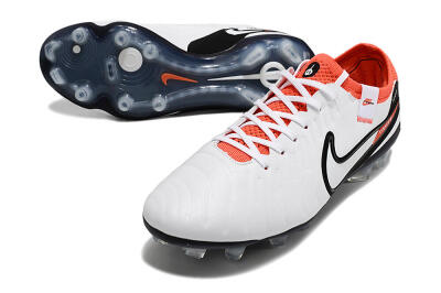 Men's Nike Tiempo Legend 10 Elite FG Firm Ground Low-Tops Football Boots - White/Black/Red