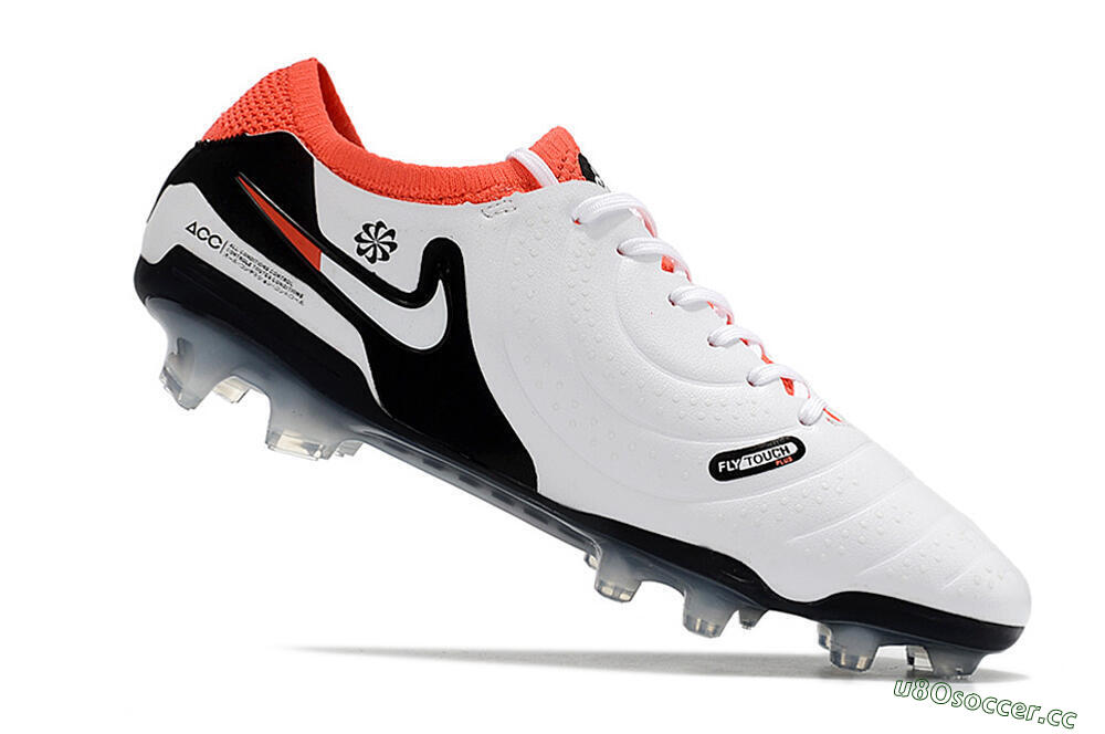 Men's Nike Tiempo Legend 10 Elite FG Firm Ground Low-Tops Football Boots - White/Black/Red 4
