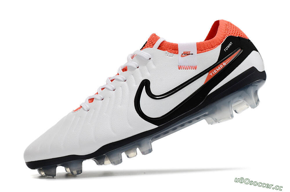 Men's Nike Tiempo Legend 10 Elite FG Firm Ground Low-Tops Football Boots - White/Black/Red 5