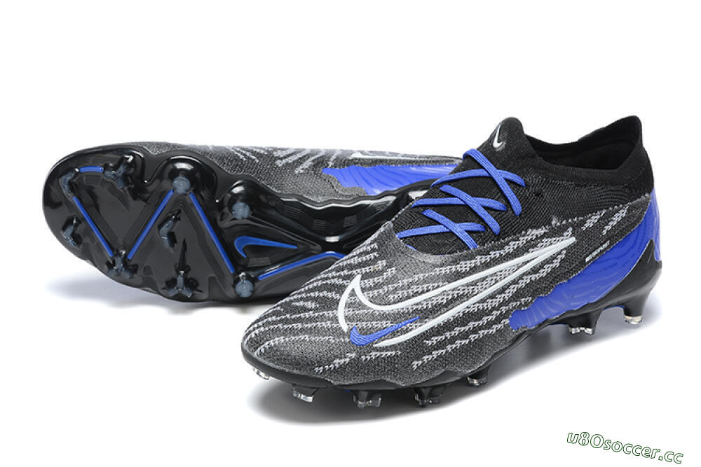 Men's Nike Phantom GX Elite FG Firm Ground Low-Tops Football Boots - Black/White/Blue 3