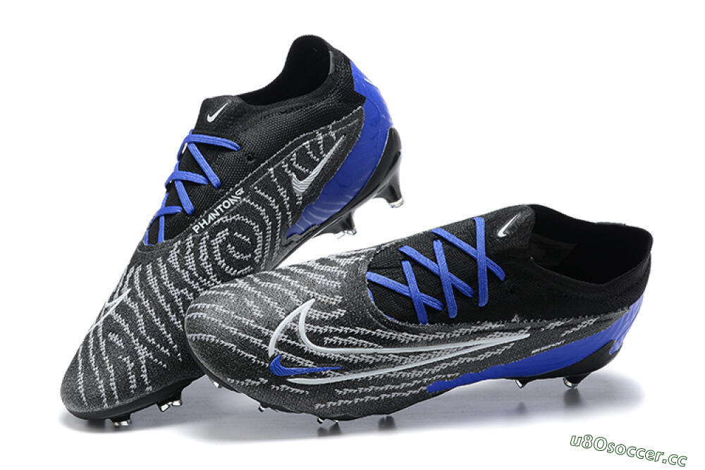 Men's Nike Phantom GX Elite FG Firm Ground Low-Tops Football Boots - Black/White/Blue 5