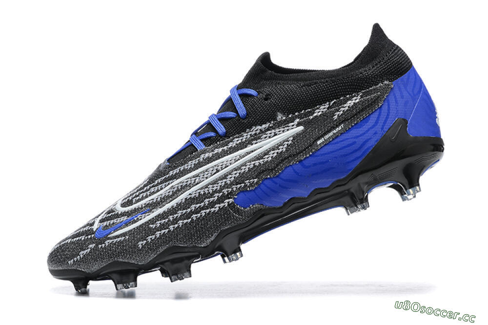 Men's Nike Phantom GX Elite FG Firm Ground Low-Tops Football Boots - Black/White/Blue 7