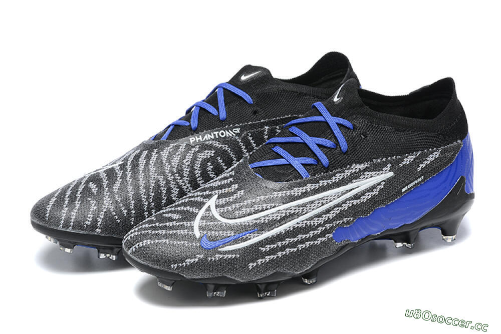 Men's Nike Phantom GX Elite FG Firm Ground Low-Tops Football Boots - Black/White/Blue 9