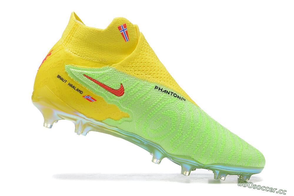 Men's Nike Phantom GX Elite DF FG Firm Ground High-Tops Football Boots - Green/Yellow/Black 6