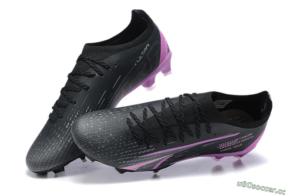 Men's Puma Ultra Ultimate FG Firm Ground Low-Tops Football Boots - Black/Purple 5