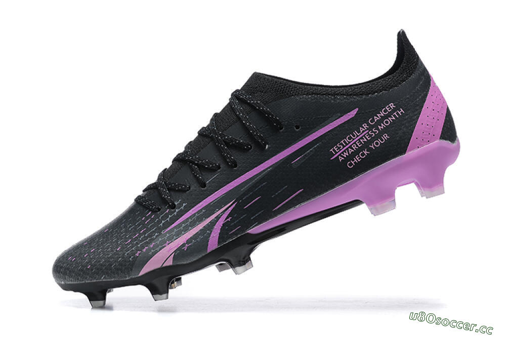Men's Puma Ultra Ultimate FG Firm Ground Low-Tops Football Boots - Black/Purple 7