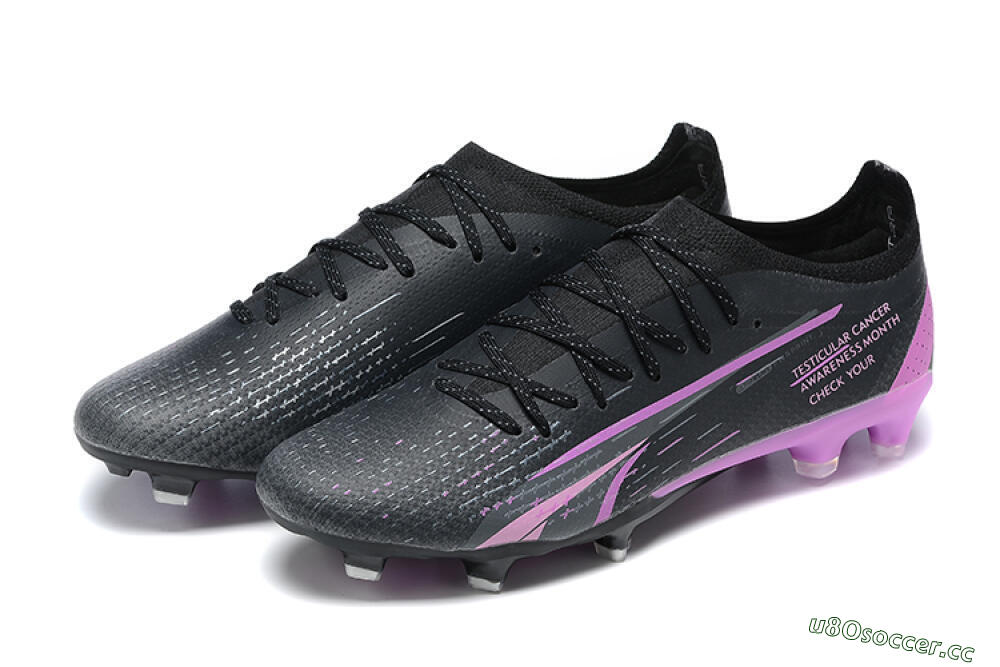 Men's Puma Ultra Ultimate FG Firm Ground Low-Tops Football Boots - Black/Purple 9