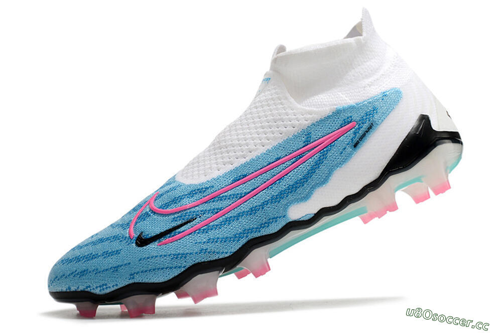 Men's Nike Phantom GX Elite DF FG Firm Ground High-Tops Football Boots - Blue/Pink/White 5