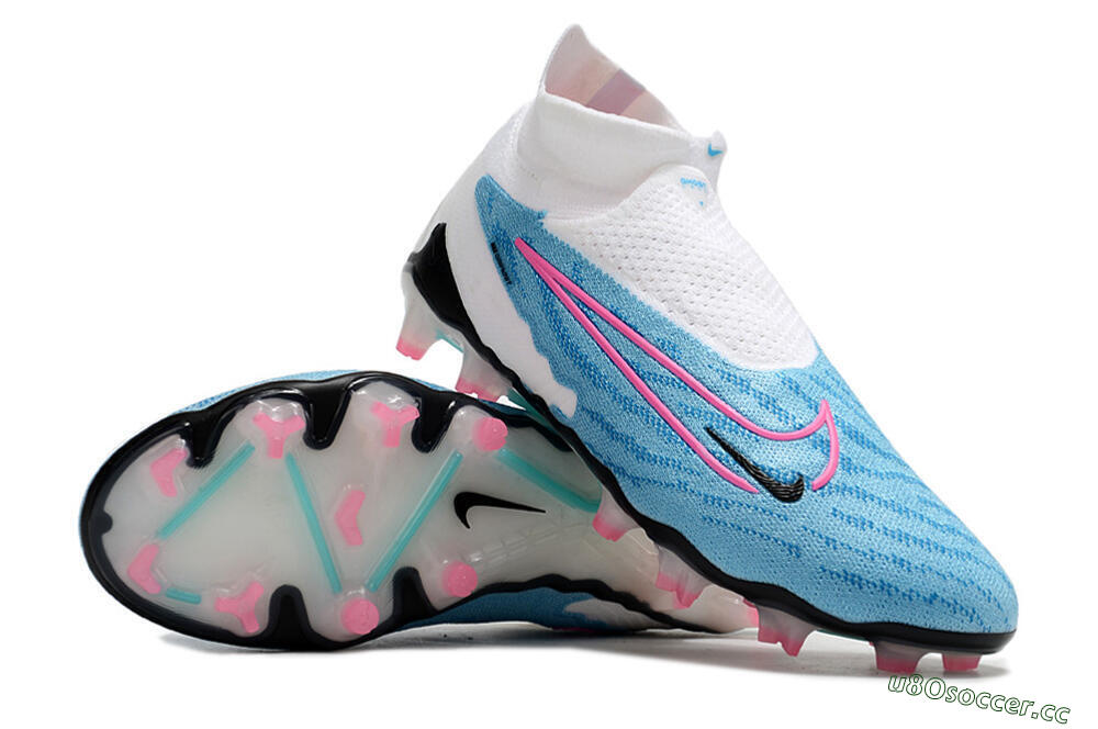 Men's Nike Phantom GX Elite DF FG Firm Ground High-Tops Football Boots - Blue/Pink/White 3