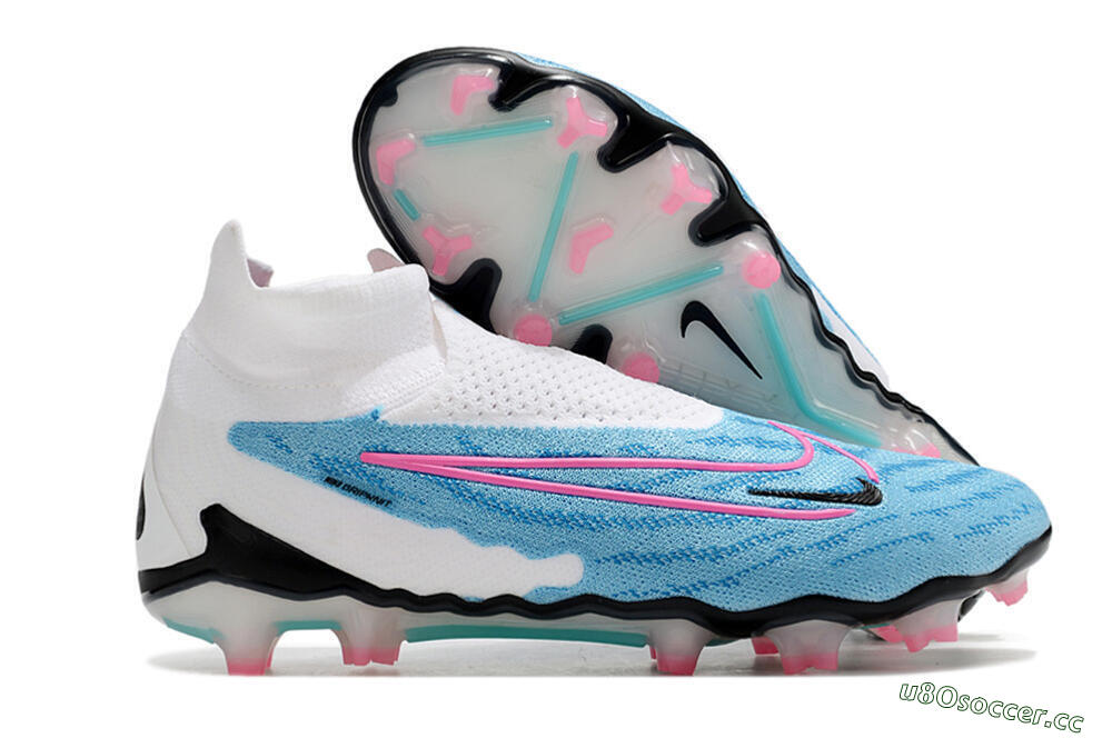 Men's Nike Phantom GX Elite DF FG Firm Ground High-Tops Football Boots - Blue/Pink/White 2