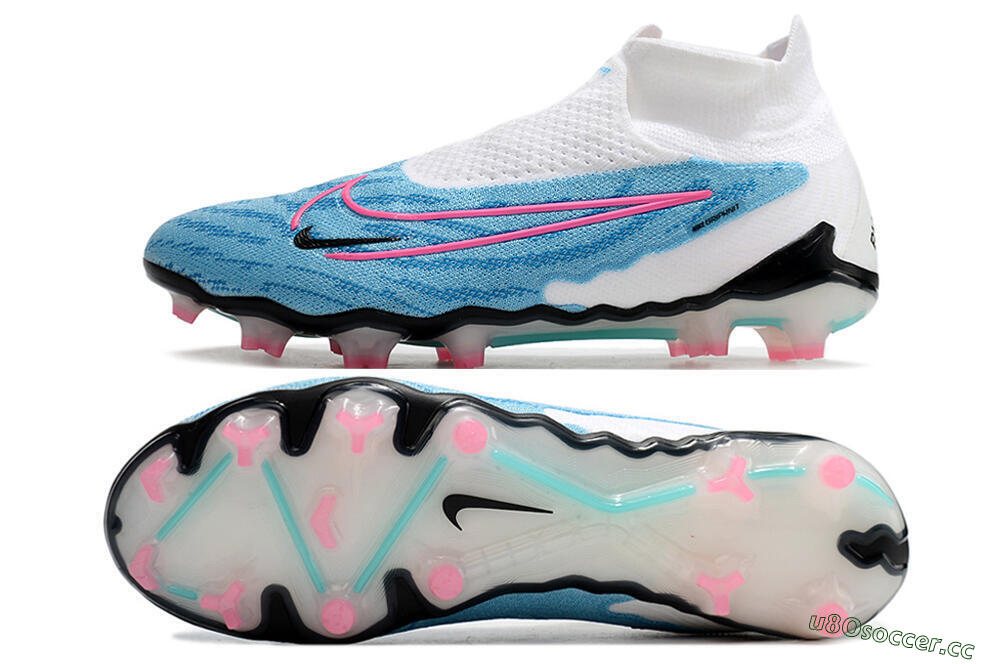 Men's Nike Phantom GX Elite DF FG Firm Ground High-Tops Football Boots - Blue/Pink/White 1