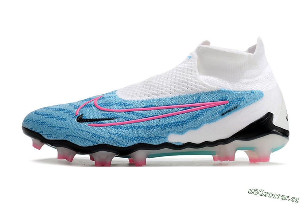 Men's Nike Phantom GX Elite DF FG Firm Ground High-Tops Football Boots - Blue/Pink/White 0
