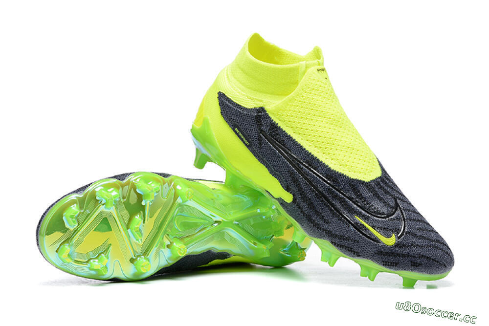 Men's Nike Phantom GX Elite DF FG Firm Ground High-Tops Football Boots - Black/Green 4