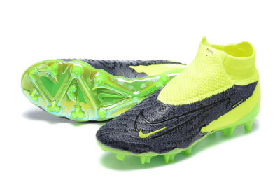 Men's Nike Phantom GX Elite DF FG Firm Ground High-Tops Football Boots - Black/Green
