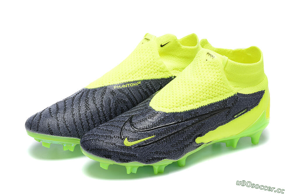 Men's Nike Phantom GX Elite DF FG Firm Ground High-Tops Football Boots - Black/Green 9