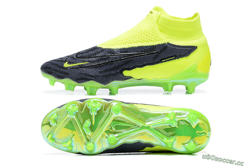 Men's Nike Phantom GX Elite DF FG Firm Ground High-Tops Football Boots - Black/Green 1
