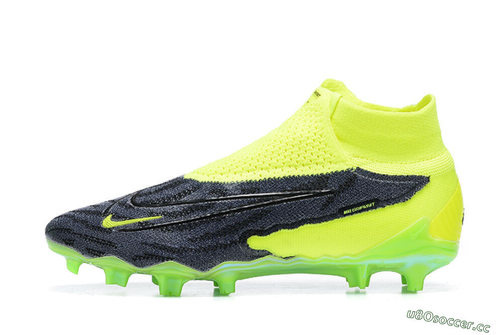 Men's Nike Phantom GX Elite DF FG Firm Ground High-Tops Football Boots - Black/Green 0