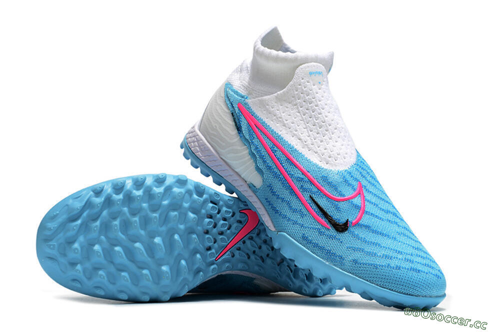 Unisex Nike Phantom GX Elite DF TF Artificial Turf High-Tops Football Shoes - Blue/Pink/White 3