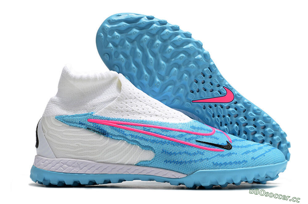 Unisex Nike Phantom GX Elite DF TF Artificial Turf High-Tops Football Shoes - Blue/Pink/White 2
