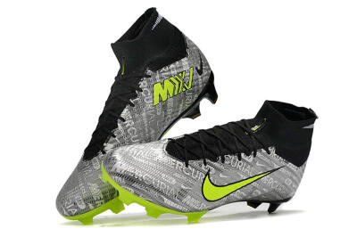 Unisex Nike Air Zoom Mercurial Superfly 9 Elite FG Firm Ground High-Tops Football Boots - Silver/Green/Black