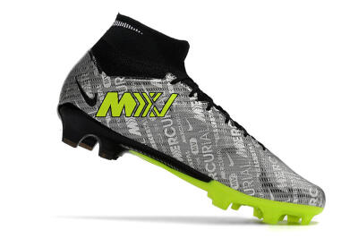 Unisex Nike Air Zoom Mercurial Superfly 9 Elite FG Firm Ground High-Tops Football Boots - Silver/Green/Black