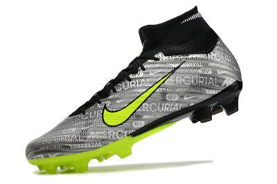 Unisex Nike Air Zoom Mercurial Superfly 9 Elite FG Firm Ground High-Tops Football Boots - Silver/Green/Black