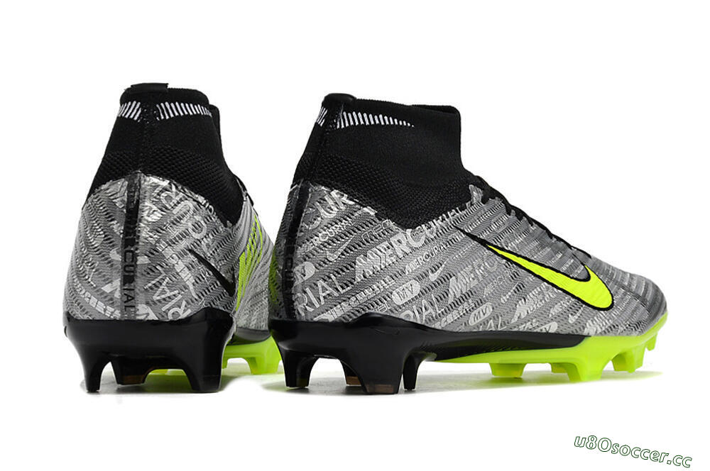 Unisex Nike Air Zoom Mercurial Superfly 9 Elite FG Firm Ground High-Tops Football Boots - Silver/Green/Black 8