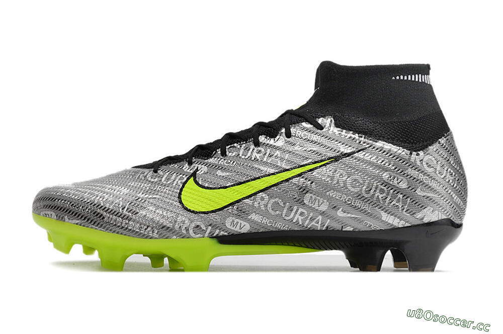 Unisex Nike Air Zoom Mercurial Superfly 9 Elite FG Firm Ground High-Tops Football Boots - Silver/Green/Black 0