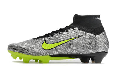 Unisex Nike Air Zoom Mercurial Superfly 9 Elite FG Firm Ground High-Tops Football Boots - Silver/Green/Black