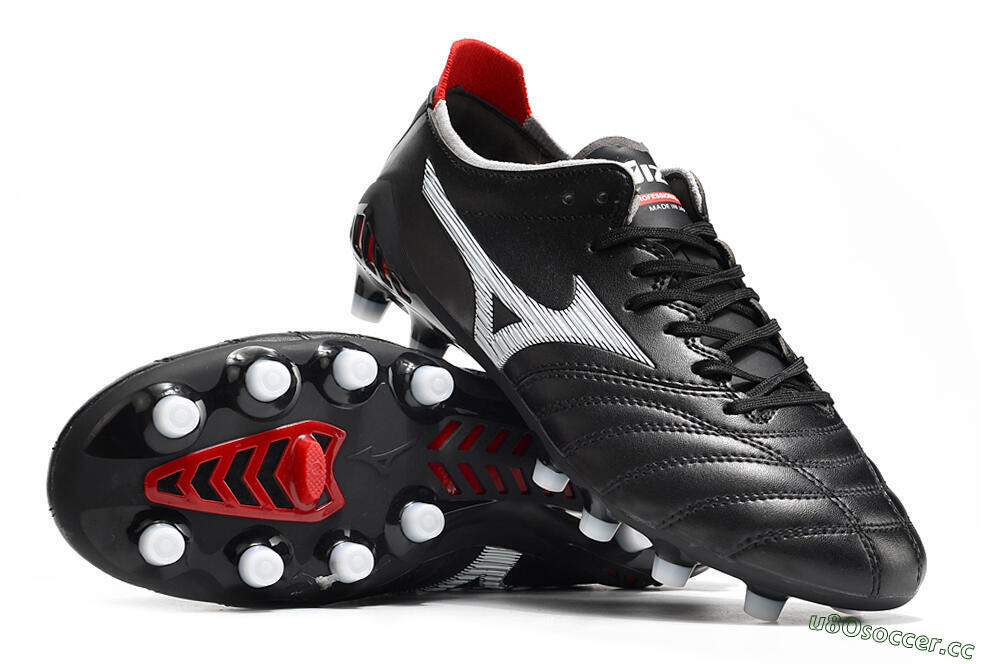Men's Mizuno Morelia Neo 3 Pro FG Firm Ground Low-Tops Football Boots - Black/White/Red 4