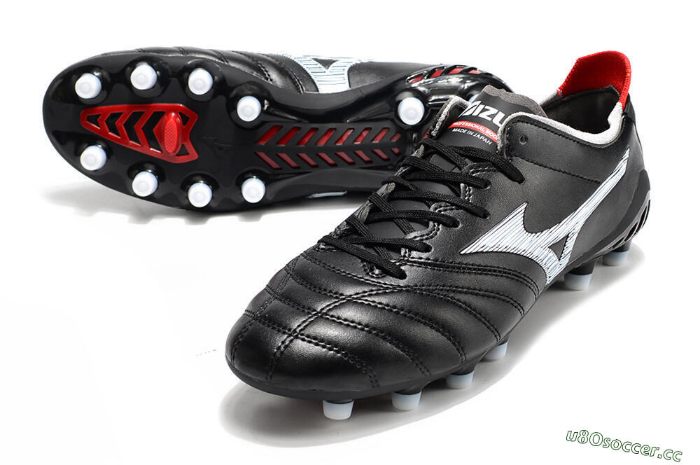 Men's Mizuno Morelia Neo 3 Pro FG Firm Ground Low-Tops Football Boots - Black/White/Red 3