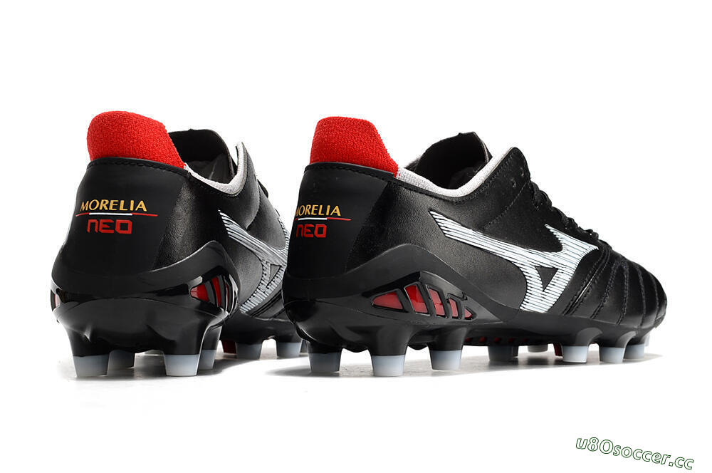 Men's Mizuno Morelia Neo 3 Pro FG Firm Ground Low-Tops Football Boots - Black/White/Red 8