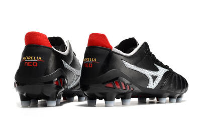 Men's Mizuno Morelia Neo 3 Pro FG Firm Ground Low-Tops Football Boots - Black/White/Red