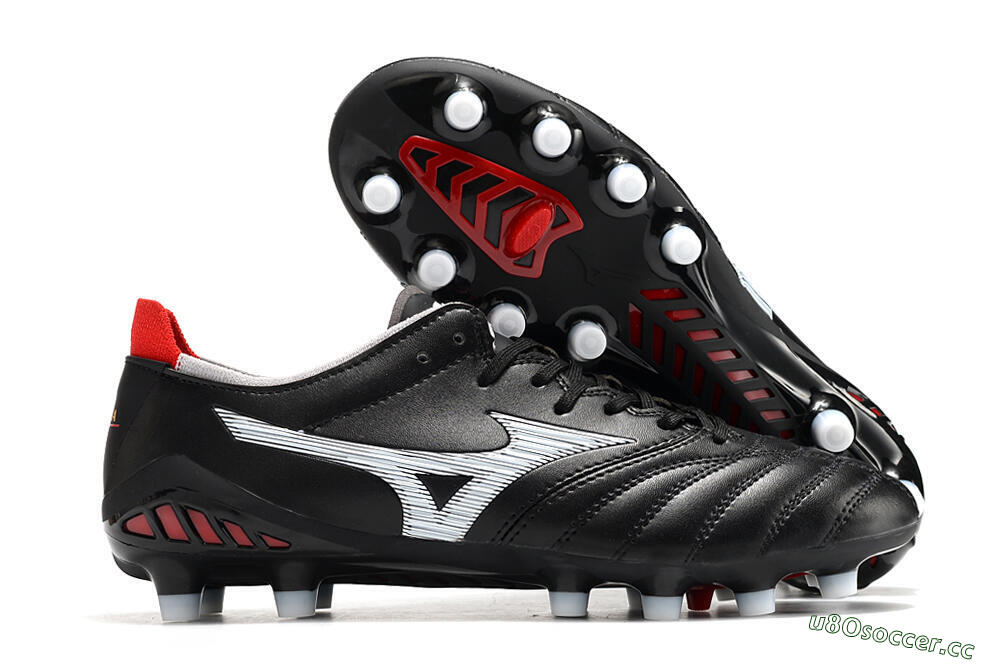 Men's Mizuno Morelia Neo 3 Pro FG Firm Ground Low-Tops Football Boots - Black/White/Red 2