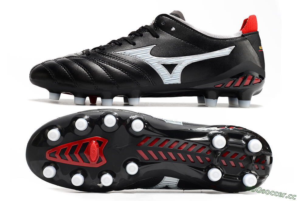Men's Mizuno Morelia Neo 3 Pro FG Firm Ground Low-Tops Football Boots - Black/White/Red 1