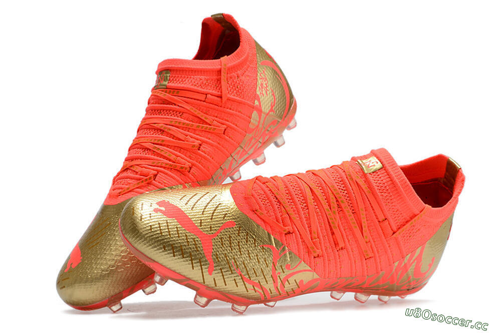 Men's Puma Future Z 1.3 Instinct MG Multi Ground Low-Tops Football Boots - Red/Gold 5