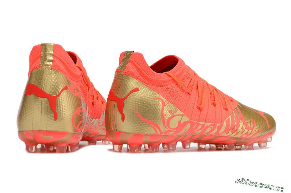 Men's Puma Future Z 1.3 Instinct MG Multi Ground Low-Tops Football Boots - Red/Gold 9