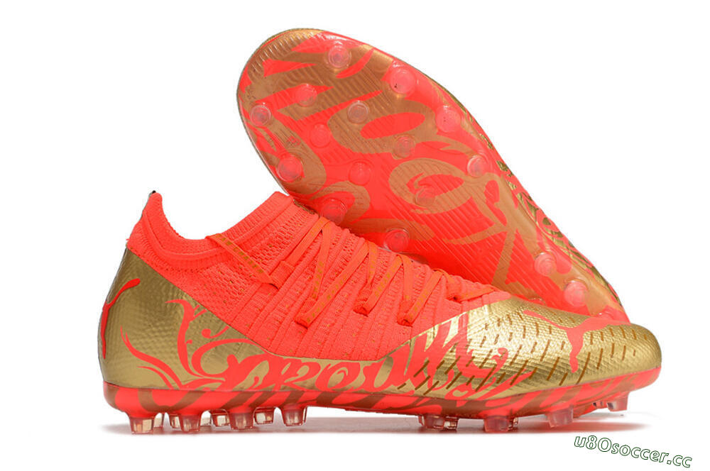 Men's Puma Future Z 1.3 Instinct MG Multi Ground Low-Tops Football Boots - Red/Gold 2