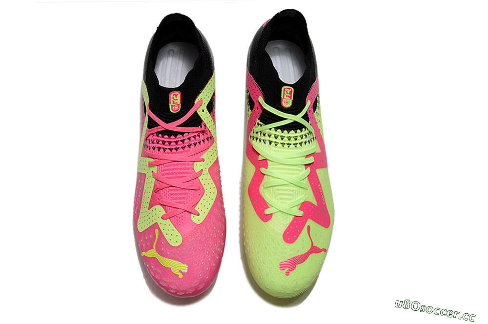 Men's Puma Ultra Ultimate FG Firm Ground Low-Tops Football Boots - Green/Pink/Black 4
