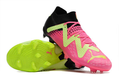 Men's Puma Ultra Ultimate FG Firm Ground Low-Tops Football Boots - Green/Pink/Black