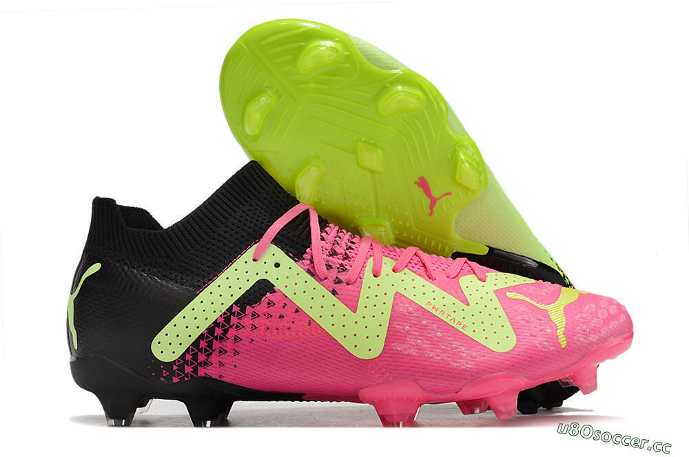 Men's Puma Ultra Ultimate FG Firm Ground Low-Tops Football Boots - Green/Pink/Black 2