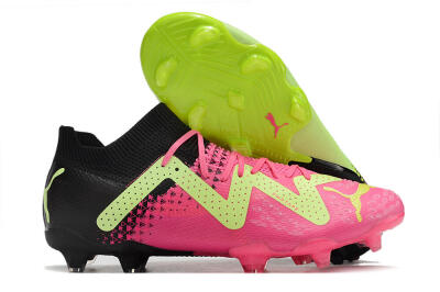 Men's Puma Ultra Ultimate FG Firm Ground Low-Tops Football Boots - Green/Pink/Black