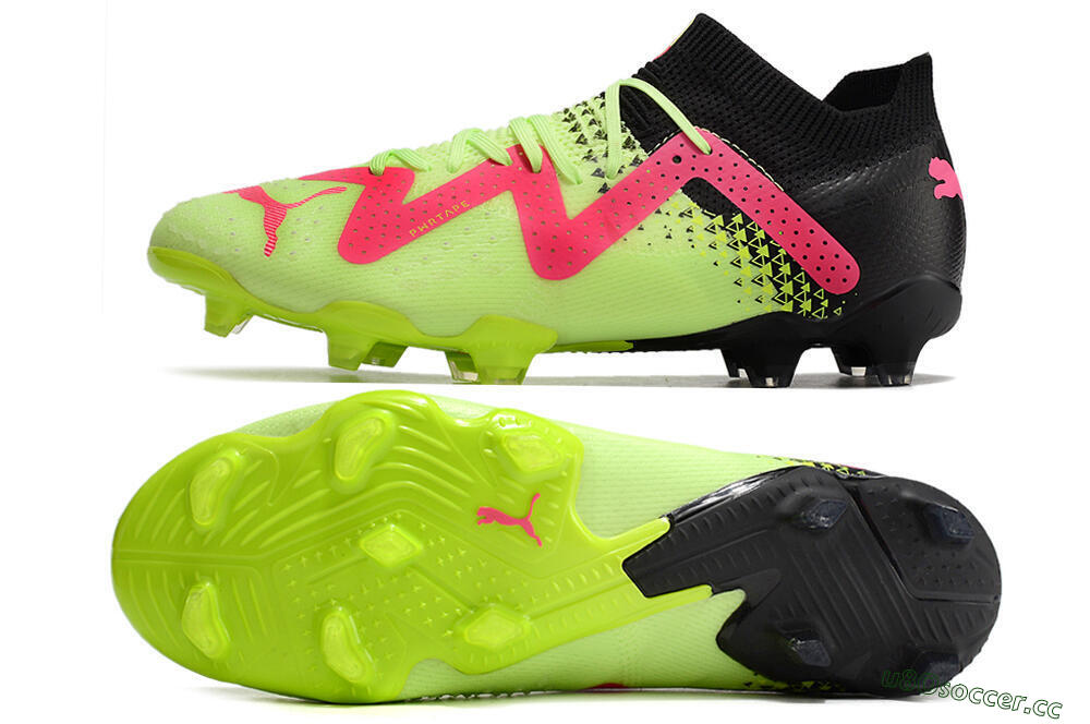 Men's Puma Ultra Ultimate FG Firm Ground Low-Tops Football Boots - Green/Pink/Black 1
