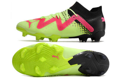 Men's Puma Ultra Ultimate FG Firm Ground Low-Tops Football Boots - Green/Pink/Black